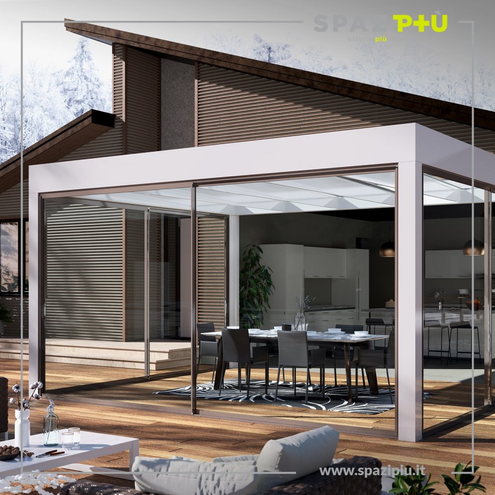 pergola bioclimatica con vetrate panoramiche