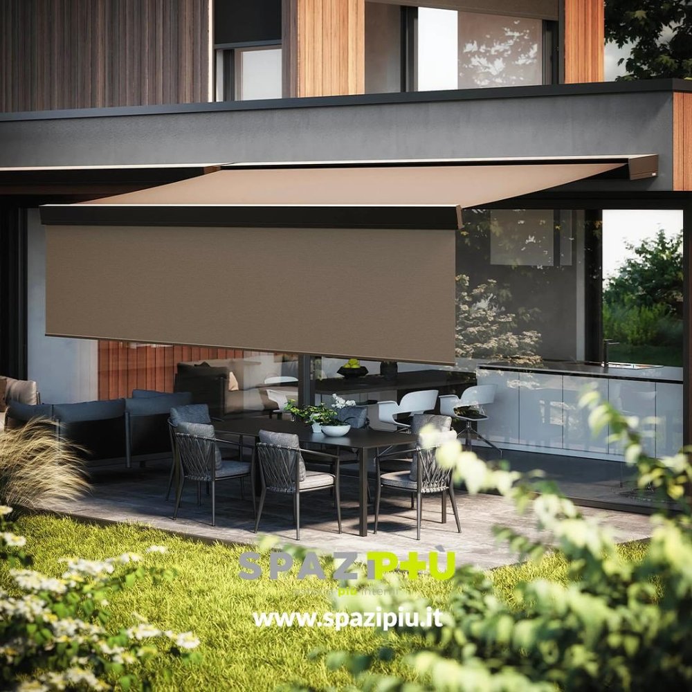 tenda da sole a bracci estensibili con volant frontale