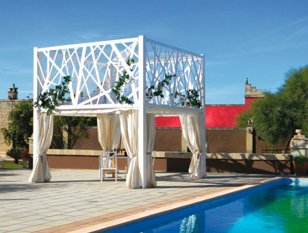 Gazebo autoportante in acciaio, tetto in PVC