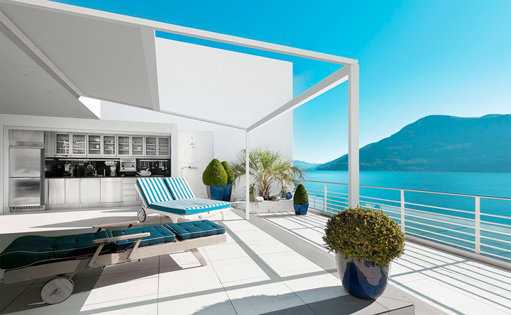 Pergola in alluminio telo in tensione