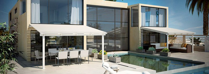 pergola con lamelle frangisole orientabili