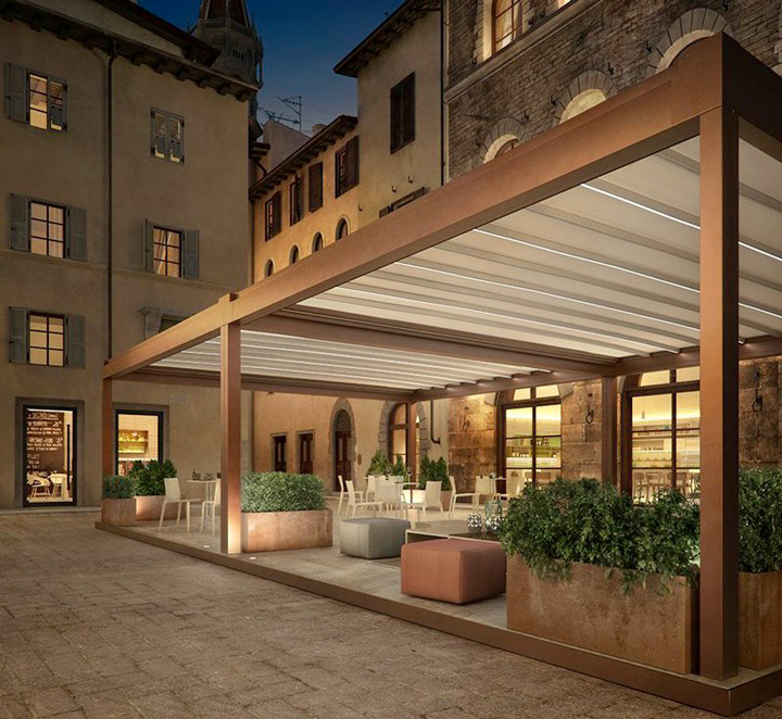 Pergola Rialto Pratic in alluminio telo retrattile