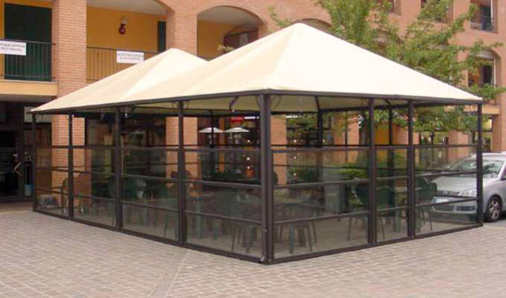 Paravento vetro/alluminio per dehor, locali, bar, ristoranti, gelaterie, birrerie